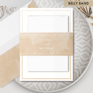 Elegant Beige Cream Watercolor, Wedding Invitation Belly Band