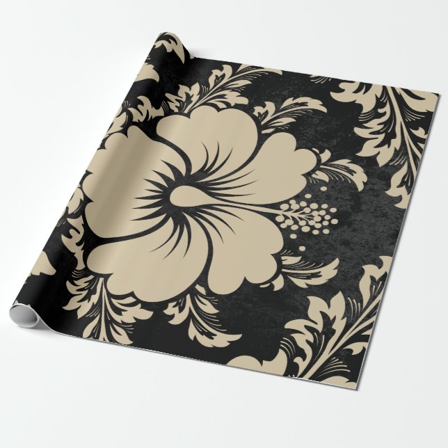 Elegant beige damask Christmas elegant Wrapping Paper (Unrolled)