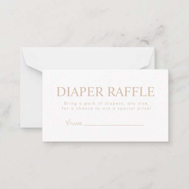 Elegant Beige Diaper Raffle Card (Front)