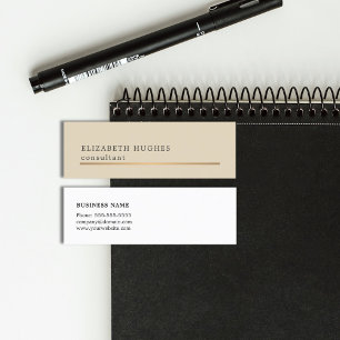 Elegant Beige Faux Gold Line Consultant Mini Business Card