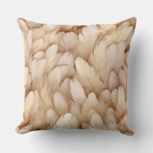 Elegant beige feathers cushion