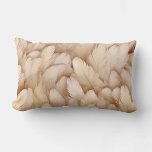Elegant beige feathers lumbar cushion