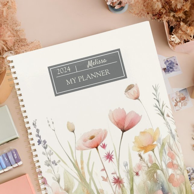Elegant Beige Flora Watercolor Wildflowers  Planner (Creator Uploaded)