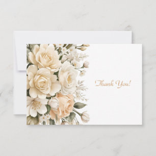 Elegant Beige Floral Bouquet Flat  Card