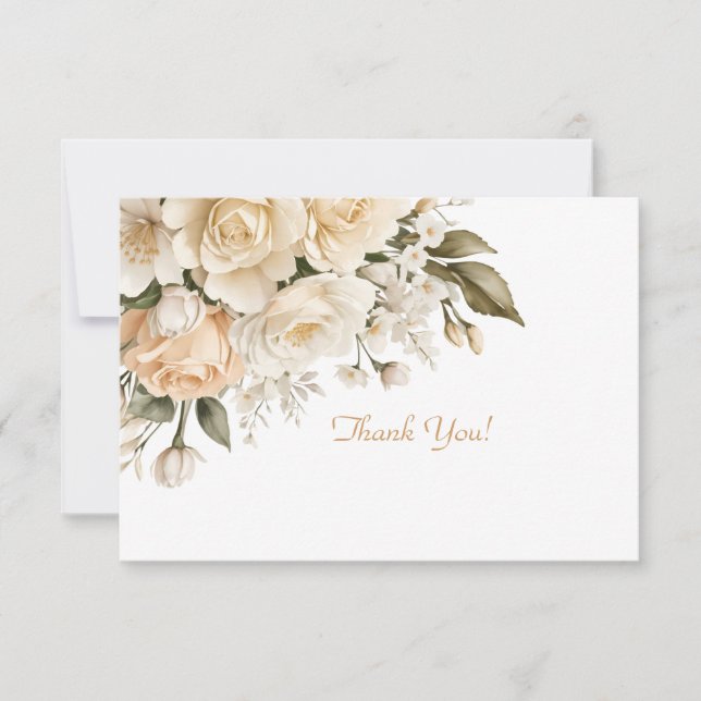Elegant Beige Floral Bouquet Flat  Card (Front)