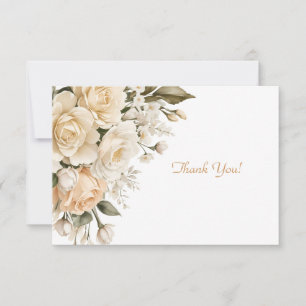 Elegant Beige Floral Bouquet Flat  Card
