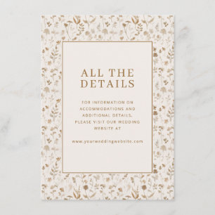 Elegant Beige Floral Details Enclosure Card