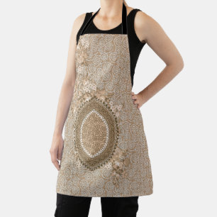 Elegant Beige Floral Medallion Apron