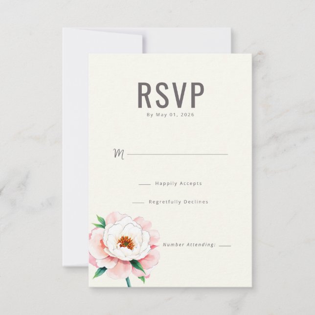 Elegant Beige Floral RSVP Card (Front)