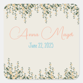 Elegant Beige Floral Sticker – Neutral Botanical 