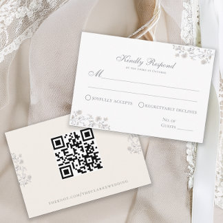Elegant Beige Floral Vintage Response Card