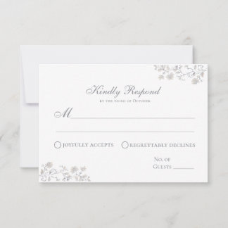 Elegant Beige Floral Vintage Response Card