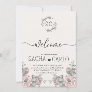 Elegant Beige Flowery wedding invitation card