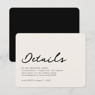 Elegant Beige Formal Wedding Details Card