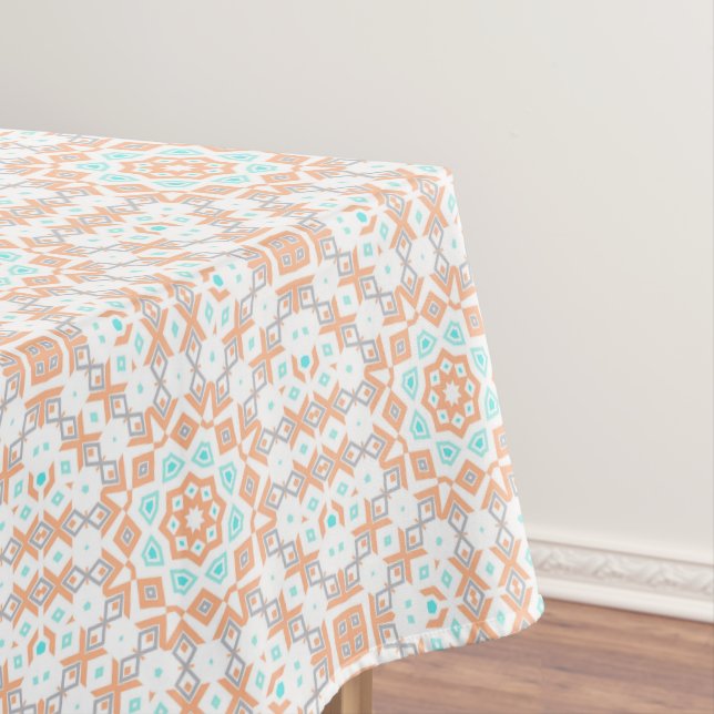 Elegant beige geometric retro pattern tablecloth (In Situ)