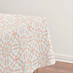 Elegant beige geometric retro pattern tablecloth