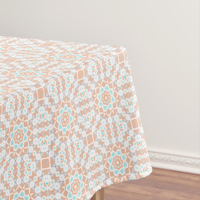 Elegant beige geometric retro pattern tablecloth (In Situ)
