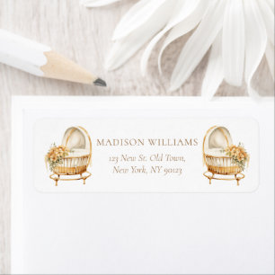 Elegant Beige & Gold Bassinet Return Address 