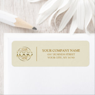 Elegant Beige Gold Business Logo Return Address