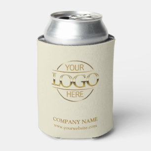 Elegant Beige Gold Corporate Company Business Logo Can Cooler