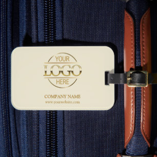 Elegant Beige Gold Corporate Company Business Logo Luggage Tag