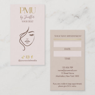 Elegant Beige & Gold PMU appointment Card