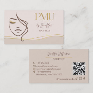 Elegant Beige & Gold PMU Bussines card