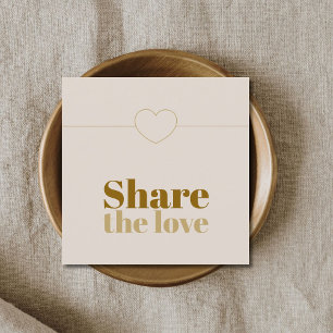 Elegant Beige Golden Heart Icon Line  Referral Card