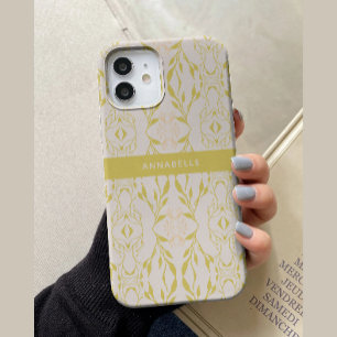 Elegant Beige Green Floral Personalised Case-Mate iPhone 14 Case