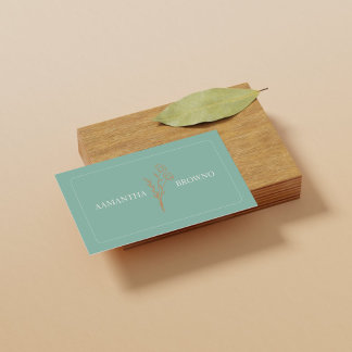 Elegant Beige Green Framed Florist Business Card