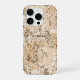 Elegant Beige Grunge Texture Custom Name iPhone 16 Pro Case