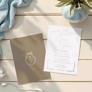 Elegant Beige Hand Drawn Bow & Ribbon Wedding