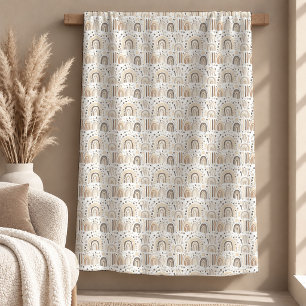 Elegant Beige Ivory Boho Rainbow Leaves Throw Blan Fleece Blanket
