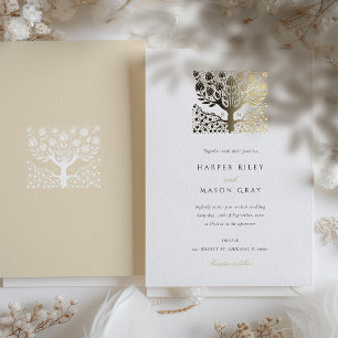 Elegant Beige Ivory Tree Love Wedding
