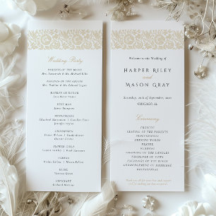 Elegant Beige Ivory Wedding Ceremony Program Card