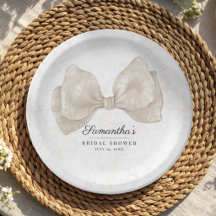 Elegant Beige Lace Bow Bridal Shower
