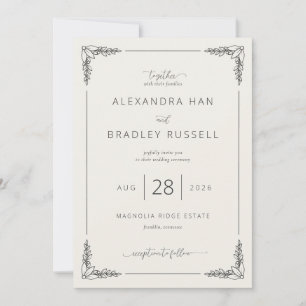 Elegant Beige Leaf Motions Invitation