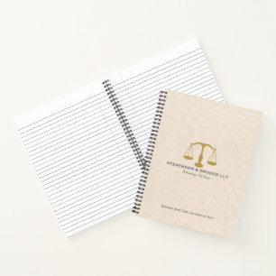 Elegant Beige Linen & Gold Justice Scale  Notebook