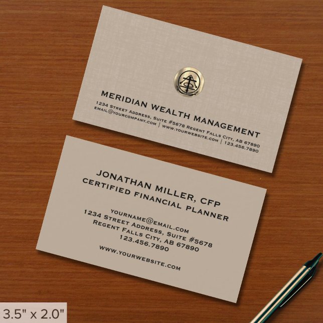 Elegant Beige Linen Print Business Cards (Creator Uploaded)