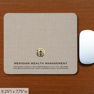 Elegant Beige Luxury Gold Logo Mouse Mat