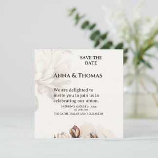 Elegant Beige Magnolia Save The Date Card