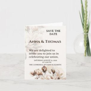 Elegant Beige Magnolia Save The Date Card