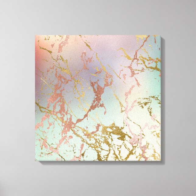 Elegant Beige Marble | Mint Sage Green Rose Gold Canvas Print (Front)