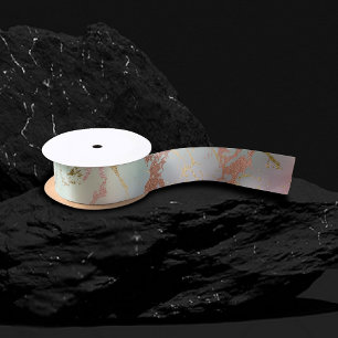 Elegant Beige Marble   Mint Sage Green Rose Gold Satin Ribbon