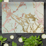 Elegant Beige Marble | Mint Sage Green Rose Gold Tea Towel<br><div class="desc">Sophisticated feminine design featuring a modern copper and sage green marble watercolor texture in a gorgeous muted ombre faux metallic bronze, rose gold, and mint green palette with gold foil. This hand-painted gradient adds the perfect pop of colour. From the "Modern Watercolor Marbles" collection, this design features abstract fluid swirls...</div>