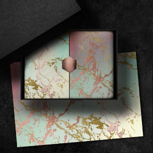 Elegant Beige Marble   Mint Sage Green Rose Gold Tissue Paper