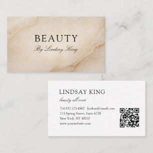 Elegant Beige Marble QR Code Business Card