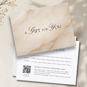 Elegant Beige Marble QR Code Gift Certificate