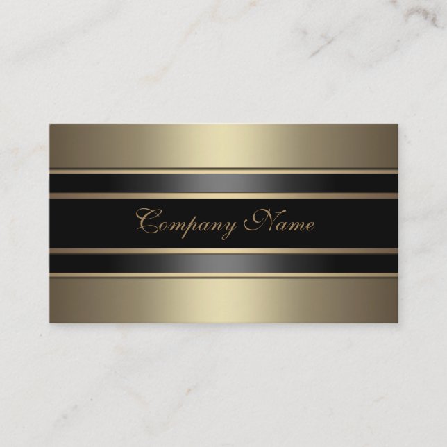 Elegant Beige Metal Look Black Bronze Business Card (Front)