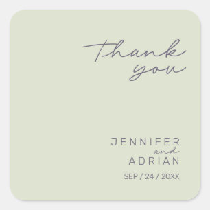 Elegant Beige Minimal Thank You Wedding Square Sticker